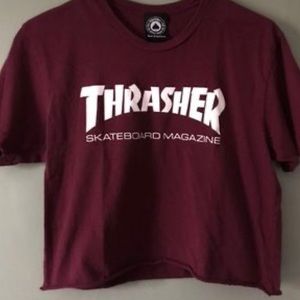 Burgundy Cropped Thrasher Tee